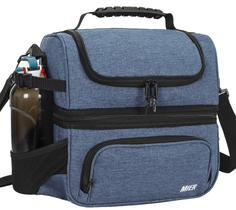 Bolsa de Almuerzo MIER con Doble Compartimento Aislada Azul Acero para Adultos