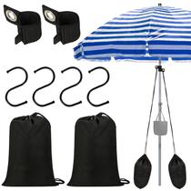 Bolsa de areia com guarda-chuva de praia, pacote com 2 unidades, impermeável, nylon 420D, preto