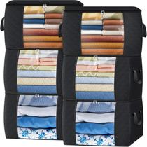 Bolsa de armazenamento de roupas Fab Totes, 90L, tecido grosso dobrável, pacote com 6