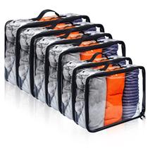 Bolsa de armazenamento Hillban, 6 peças, cubos de embalagem de viagem pretos transparentes Bolsa de armazenamento Hillban, 6 peças, cubos de embalagem de viagem pretos transparentes