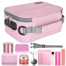Bolsa de armazenamento PODAHO grande com 10 acessórios com cadeado rosa Bolsa de armazenamento PODAHO grande com 10 acessórios com cadeado rosa
