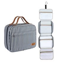 Bolsa de Aseo para Viaje FOHEEL Colgante Impermeable Rayas Azules Bolsa de Aseo para Viaje FOHEEL Colgante Impermeable Rayas Azules