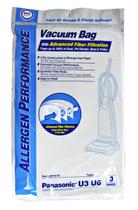 Bolsa de aspirador DVC Panasonic U3 U6 sintética, pacote com 3
