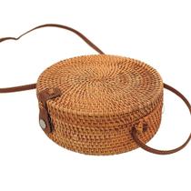 Bolsa De Bambu Redonda Feminina Com Alça Fixa Forrada Verão Bolsa De Bambu Redonda Feminina Com Alça Fixa Forrada Verão