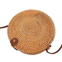 Bolsa De Bambu Redonda Feminina Com Alça Fixa Forrada Verão - SHOP TOP ONE