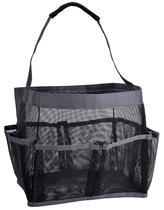Bolsa de banho Masirs Mesh 9 bolsos, artigos de higiene pessoal de banheiro pretos