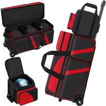 Bolsa de Boliche Aleemin 4 Bolas com Rodas e Bolsa Adicional - Vermelha Bolsa de Boliche Aleemin 4 Bolas com Rodas e Bolsa Adicional - Vermelha