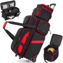 Bolsa de boliche FFOGH com rodinhas para 4 bolas e compartimento para sapatos Bolsa de boliche FFOGH com rodinhas para 4 bolas e compartimento para sapatos