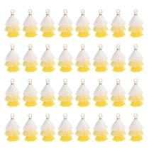 Bolsa de borla Charm MECCANIXITY Mini, três camadas, 1,6 cm, branca, amarela Bolsa de borla Charm MECCANIXITY Mini, três camadas, 1,6 cm, branca, amarela