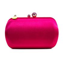 Bolsa de Cetim Mão Clutch Festa Casamento Formatura Pink