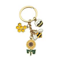 Bolsa de chaveiro Charm Cute Bee Sunflower Honeycomb Design Bolsa de chaveiro Charm Cute Bee Sunflower Honeycomb Design