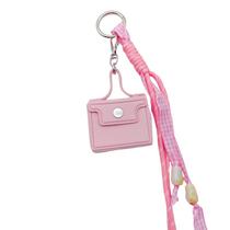 Bolsa de chaveiro, linda bolsa de couro rosa, mini bolsa, chaveiro