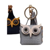 Bolsa De Chaves Em Forma De Coruja, Mini Porta Moedas Em Couro PU, Pingente De Chave, Carteira