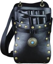 Bolsa de cinto de cintura Barber Scissor em couro PU preta