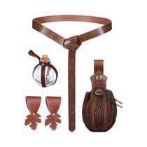 Bolsa De Cinto De Couro PU Estilo Pirata Medieval Renascentista Com Garrafa De Poção De Cortiça -