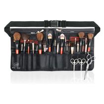 Bolsa de Cintura B BEAUTYBABY Artist - Couro PU Preto com Porta Pincel de Maquiagem