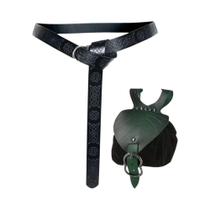 Bolsa De Cintura De Couro PU Medieval Renascentista, Bolsa De Moedas Com Cordão De Folha De Elfo,