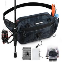Bolsa de cintura KastKing BaitSpace impermeável com suporte de haste Blue Camo Bolsa de cintura KastKing BaitSpace impermeável com suporte de haste Blue Camo