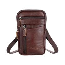 Bolsa de Cintura Masculina de Couro - Esporte, Outdoor e Crossbody
