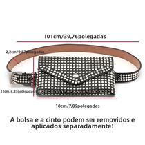 Bolsa De Cintura Mini Feminina Punk Preta Estilo Rivet Moda Bolsa Transversal