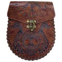 Bolsa de Cintura Viking em Couro com Cinto, Pochete Medieval Marrom Bolsa de Cintura Viking em Couro com Cinto, Pochete Medieval Marrom