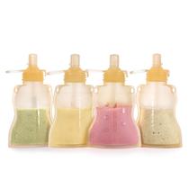 Bolsa de comida para bebês Haakaa, silicone recarregável, 120 ml, pacote com 4