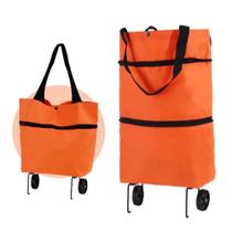Bolsa de Compras Dobrável com Rodas OEM em Tecido 35cm X 28cm Laranja para Feira e Mercado Bolsa de Compras Dobrável com Rodas OEM em Tecido 35cm X 28cm Laranja para Feira e Mercado