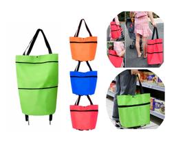 Bolsa de Compras Sacola Moderna Dobrável com Rodinhas Compacta Extensível Ecológica