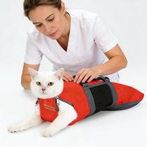 Bolsa de contenção para tosa de gato Cinf vermelha M para gatos de 4,5 a 6,5 kg