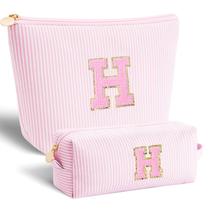 Bolsa de cosméticos adequada com monograma para mulheres - rosa