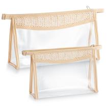 Bolsa de cosméticos Belanttega Boho Patch Bolsa de maquiagem para piscina Summer Beach, bege, transparente, impermeável, bolsa de maquiagem de viagem, bolsa de PVC com zíper, bolsa de uso diário, presentes de praia de verão para mulheres e meninas