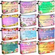 Bolsa de cosméticos Chunful 22x12x4 cm Inspirational Bible Verse 12 unidades