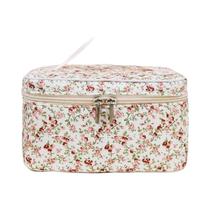 Bolsa De Cosméticos De Algodão Com Estampa Floral, Organizador De Maquiagem Com Zíper Duplo, Bolsa