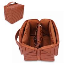 Bolsa de cosméticos de viagem dobrável Ciciglow Ciciglow Bolsa de maquiagem de viagem, grande capacidade, marrom