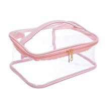 Bolsa de cosméticos EZpacking grande de PVC transparente com alça blush