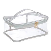 Bolsa de cosméticos EZpacking grande PVC transparente, plástico prateado