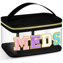 Bolsa de cosméticos Geetery Chenille Letter Black Nylon para mulheres Bolsa de cosméticos Geetery Chenille Letter Black Nylon para mulheres
