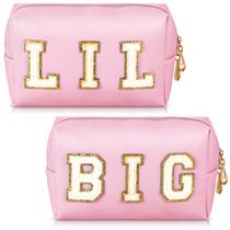Bolsa de cosméticos Hillban Preppy em couro PU impermeável rosa 2 unidades Bolsa de cosméticos Hillban Preppy em couro PU impermeável rosa 2 unidades