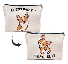 Bolsa de cosméticos IWXYI Corgi Dog Linen Tecido 25x19cm