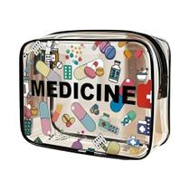 Bolsa De Cosméticos Leve E De Grande Capacidade Em PVC Com Zíper, Tema Medicina, Para Mulheres E