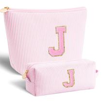 Bolsa de cosméticos perfeita para presentes com monograma para mulheres rosa