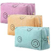 Bolsa de cosméticos Photect Corduroy Smile Face Preppy 18x10x10cm 3 unidades Bolsa de cosméticos Photect Corduroy Smile Face Preppy 18x10x10cm 3 unidades