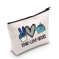Bolsa de cosméticos POFULL Peace Love Cruise 100% lona de algodão