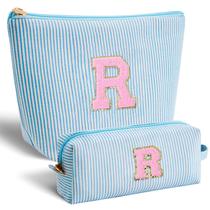 Bolsa de cosméticos que combina com azul de aniversário personalizado