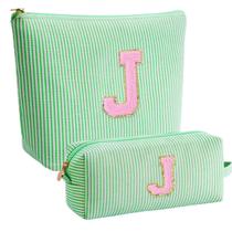 Bolsa de cosméticos que combina com monograma verde para mulheres