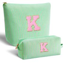 Bolsa de cosméticos que combina com monograma verde para mulheres