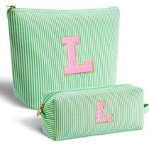Bolsa de cosméticos que combina com monograma verde para mulheres