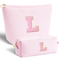 Bolsa de cosméticos que combina com recital de dança com design de iniciais - rosa