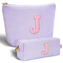 Bolsa de cosméticos que combina presentes com monograma para mulheres, lavanda