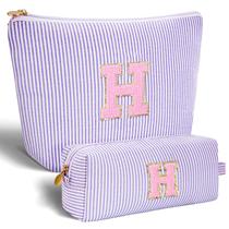 Bolsa de cosméticos que combina presentes com monograma para mulheres, lavanda